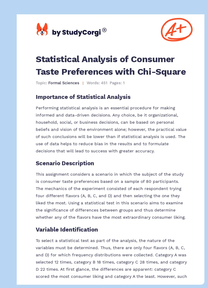 Statistical Analysis of Consumer Taste Preferences with Chi-Square. Page 1