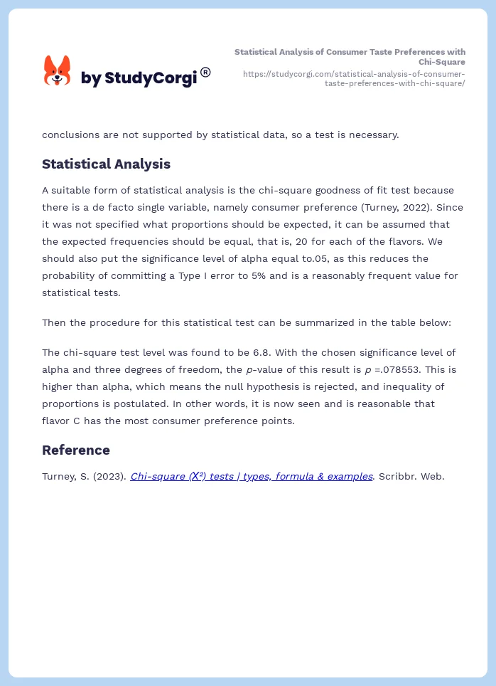 Statistical Analysis of Consumer Taste Preferences with Chi-Square. Page 2