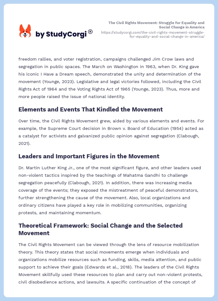 The Civil Rights Movement: Struggle for Equality and Social Change in America. Page 2