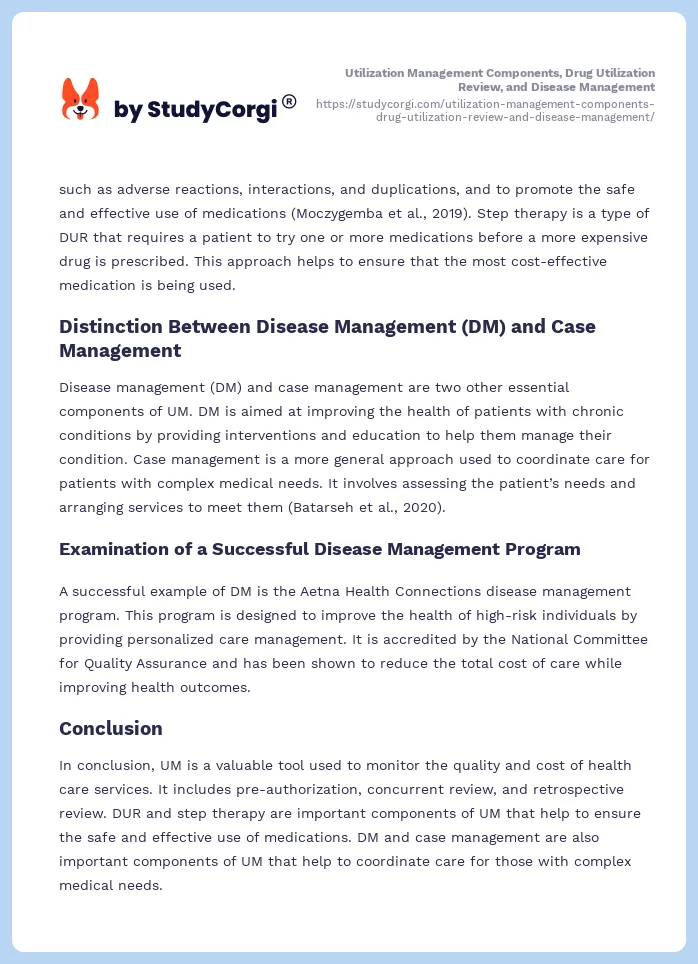 Utilization Management Components, Drug Utilization Review, and Disease Management. Page 2