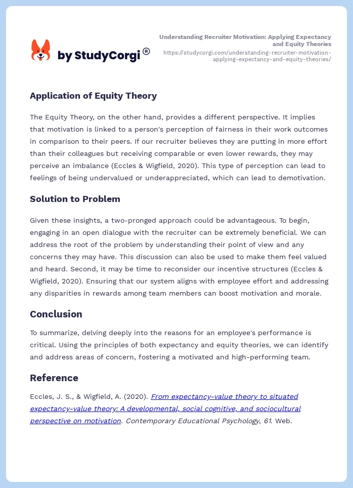 Understanding Recruiter Motivation: Applying Expectancy and Equity Theories. Page 2