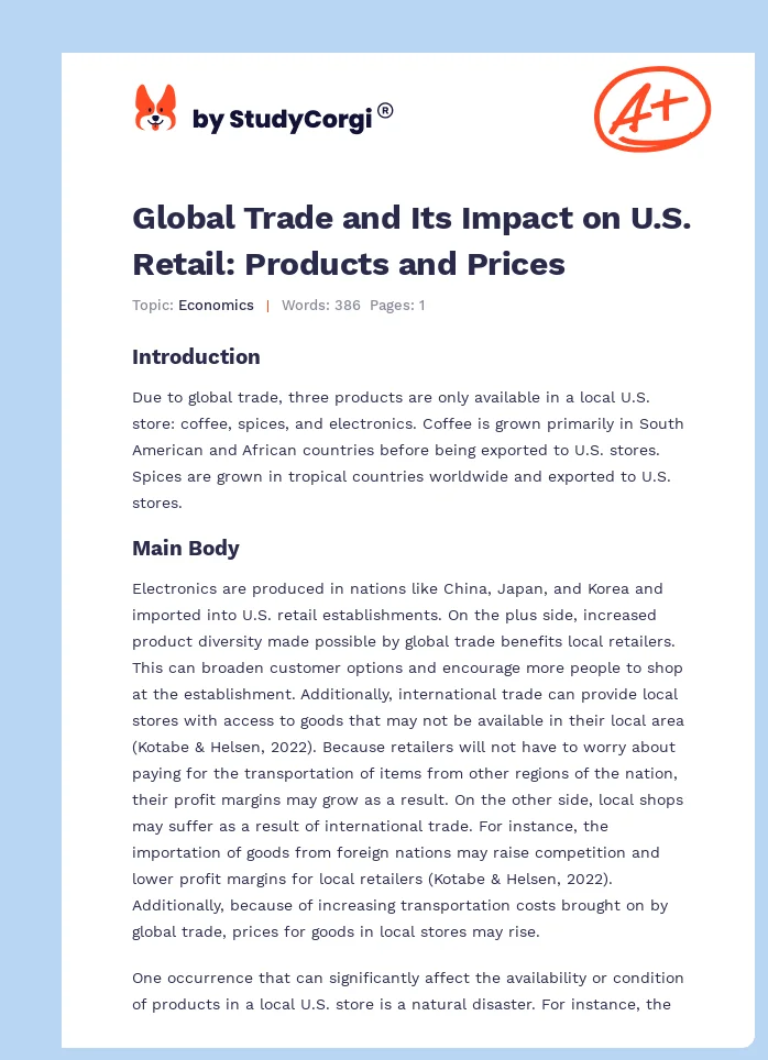 Global Trade and Its Impact on U.S. Retail: Products and Prices. Page 1