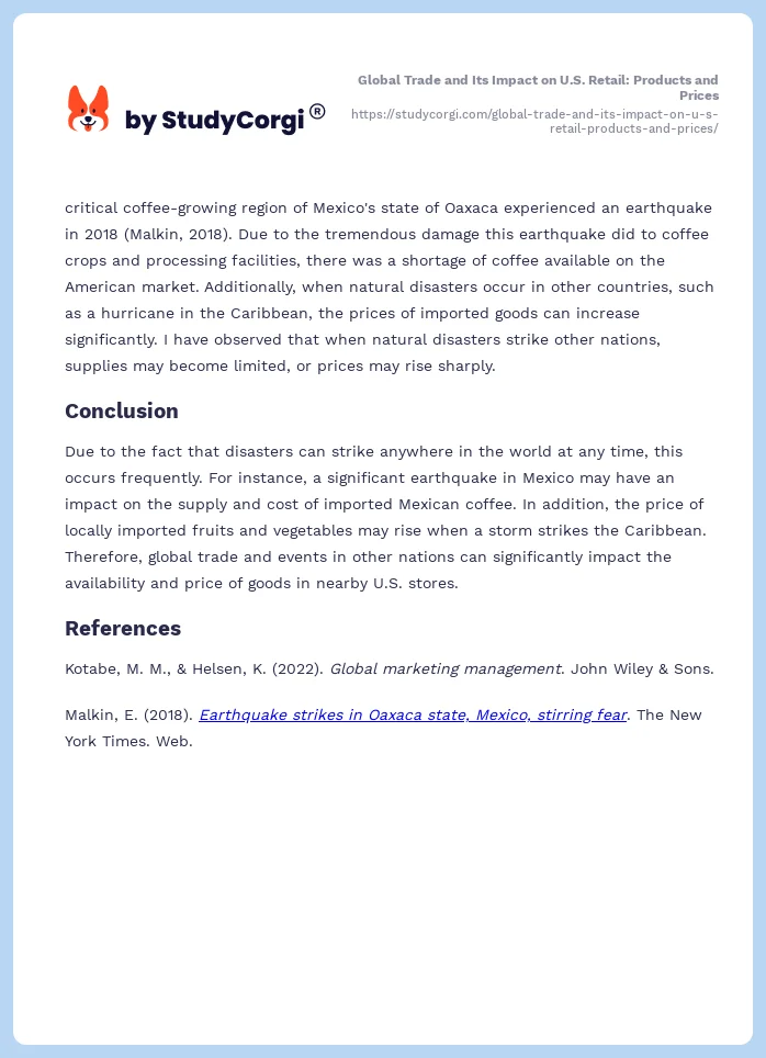 Global Trade and Its Impact on U.S. Retail: Products and Prices. Page 2