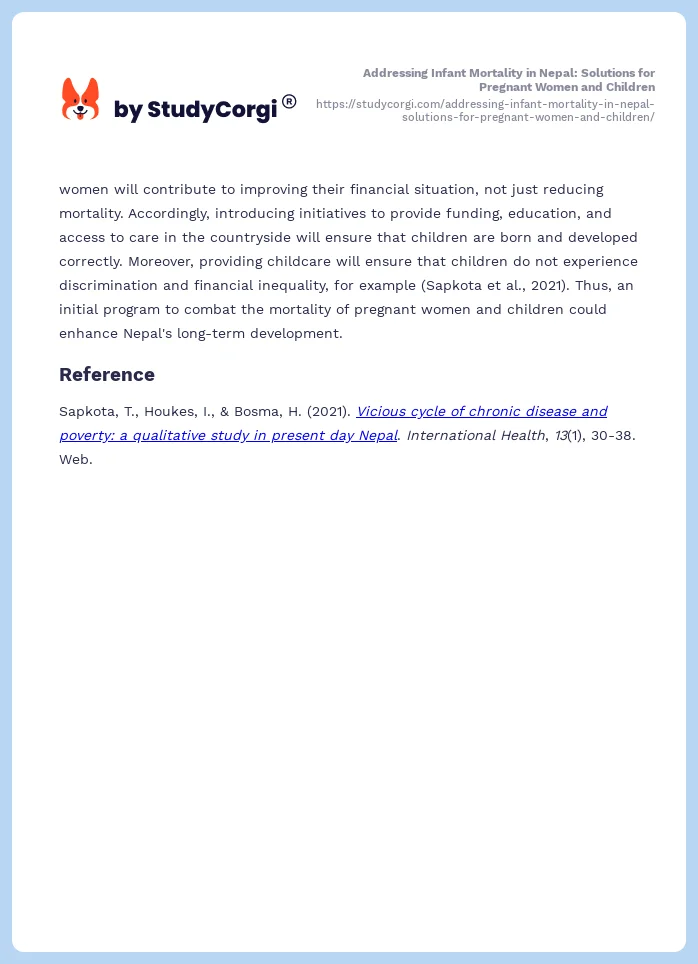 Addressing Infant Mortality in Nepal: Solutions for Pregnant Women and Children. Page 2