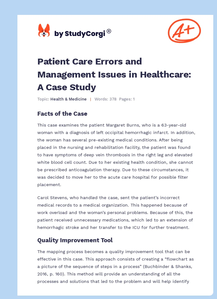 Patient Care Errors and Management Issues in Healthcare: A Case Study. Page 1