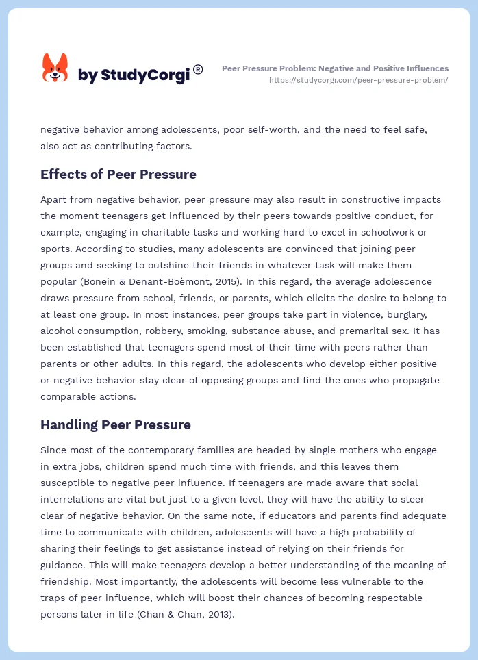 Peer Pressure Problem: Negative and Positive Influences. Page 2