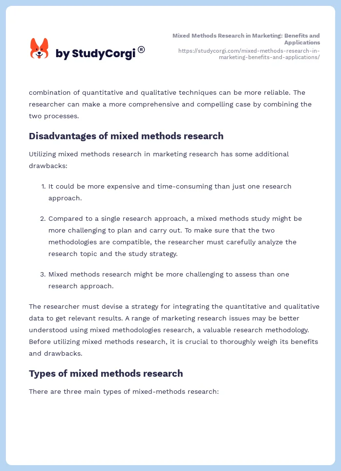 Mixed Methods Research in Marketing: Benefits and Applications. Page 2