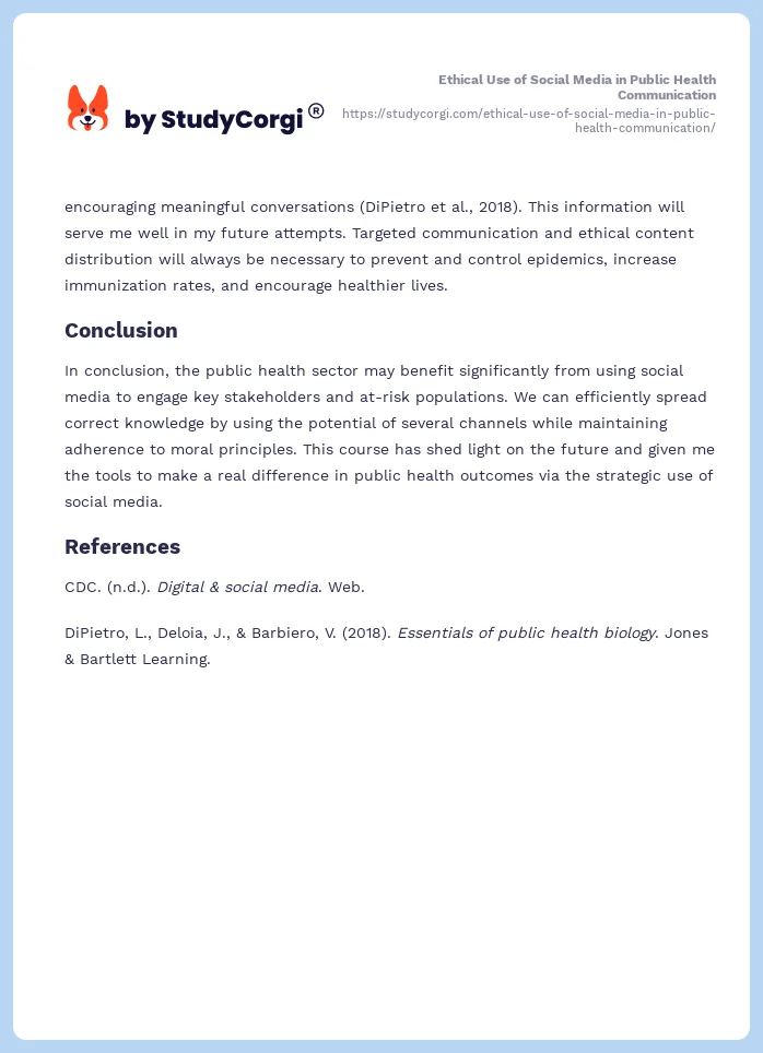 Ethical Use of Social Media in Public Health Communication. Page 2