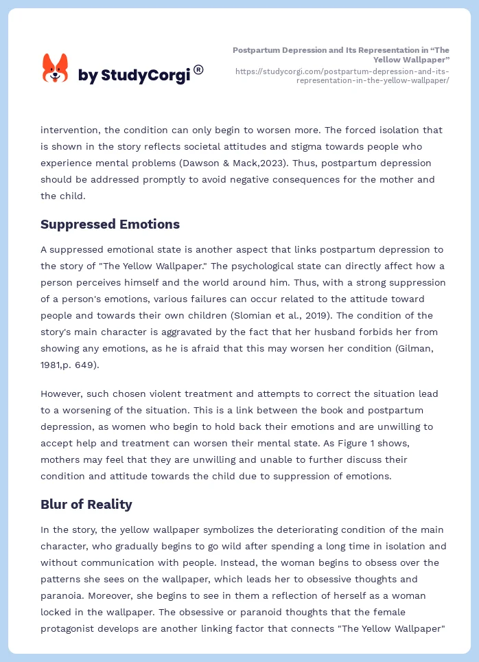 Postpartum Depression and Its Representation in “The Yellow Wallpaper”. Page 2