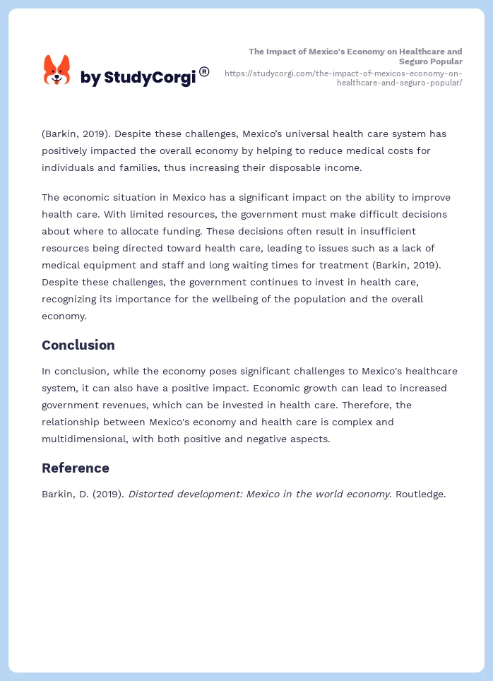 The Impact of Mexico's Economy on Healthcare and Seguro Popular. Page 2