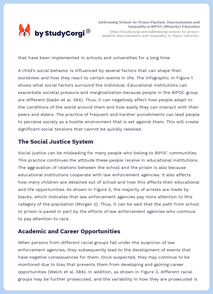 Addressing School-to-Prison Pipeline: Discrimination and Inequality in BIPOC (Minority) Education. Page 2