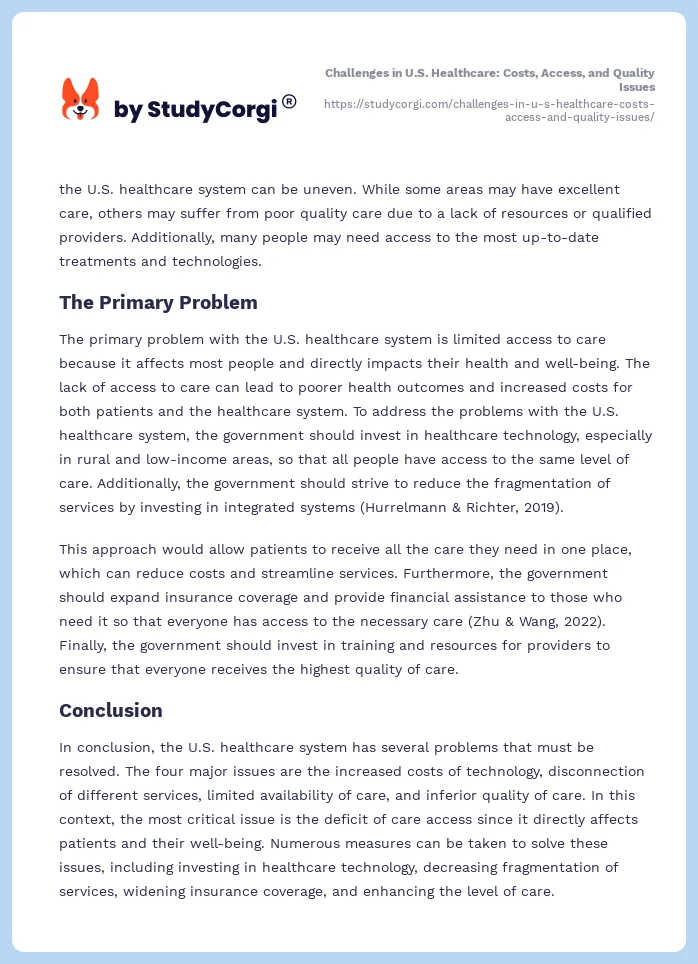 Challenges in U.S. Healthcare: Costs, Access, and Quality Issues. Page 2