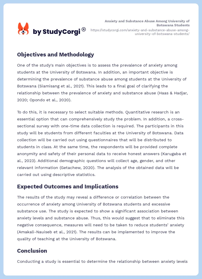 Anxiety and Substance Abuse Among University of Botswana Students. Page 2