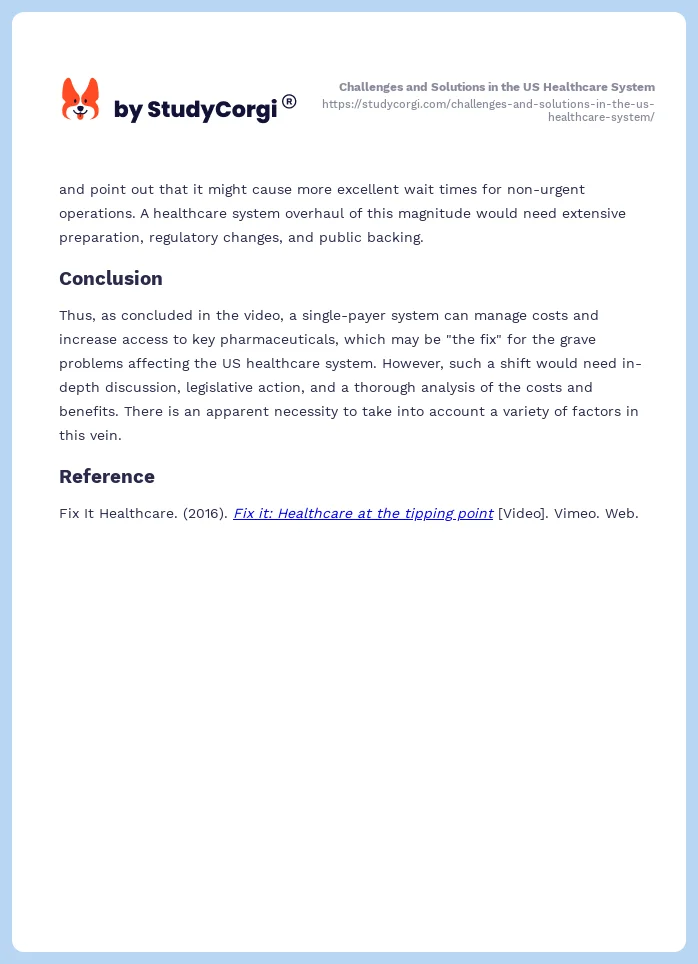 Challenges and Solutions in the US Healthcare System. Page 2