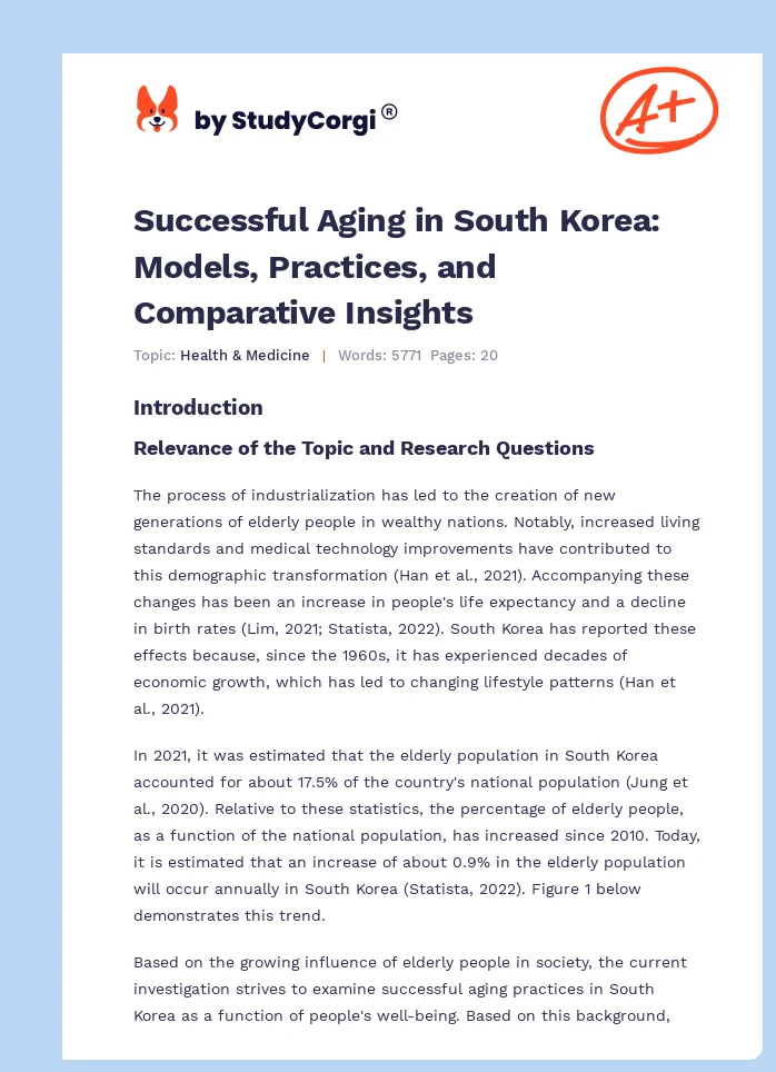 Successful Aging in South Korea: Models, Practices, and Comparative Insights. Page 1