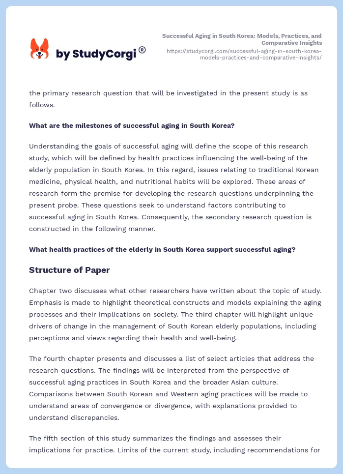 Successful Aging in South Korea: Models, Practices, and Comparative Insights. Page 2