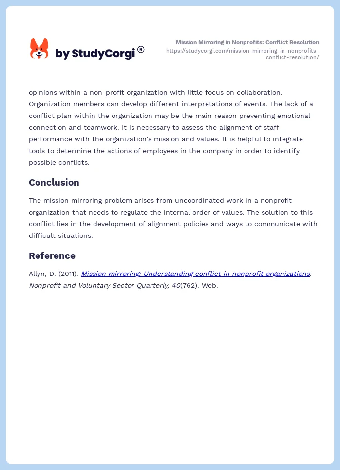 Mission Mirroring in Nonprofits: Conflict Resolution. Page 2