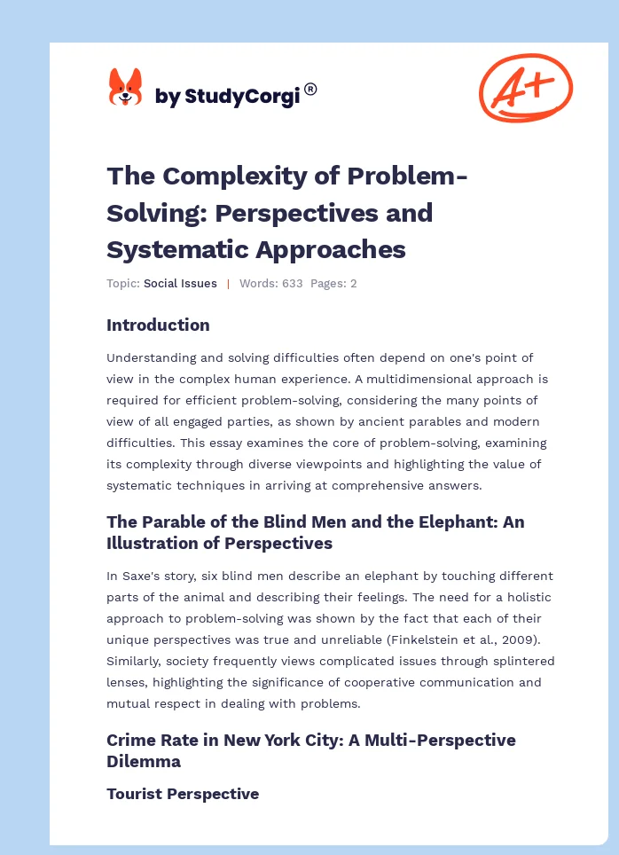 The Complexity of Problem-Solving: Perspectives and Systematic Approaches. Page 1