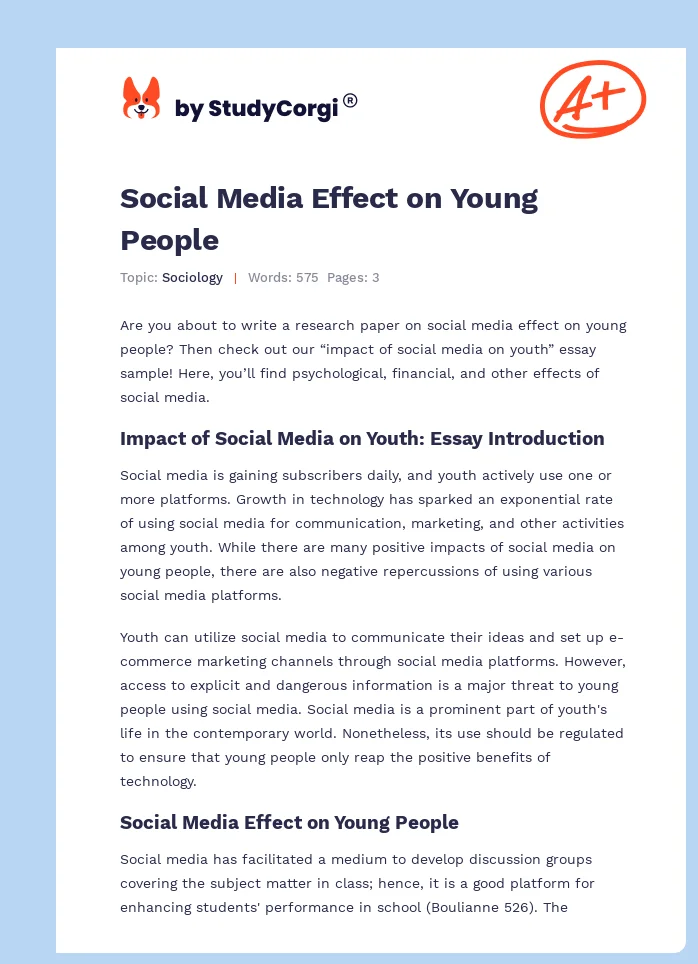 essay on social media effect on youth