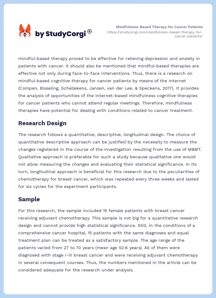 Mindfulness-Based Therapy for Cancer Patients. Page 2