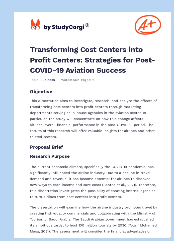 Transforming Cost Centers into Profit Centers: Strategies for Post-COVID-19 Aviation Success. Page 1