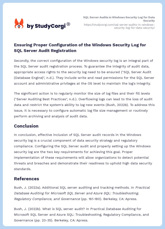 SQL Server Audits in Windows Security Log for Data Security. Page 2