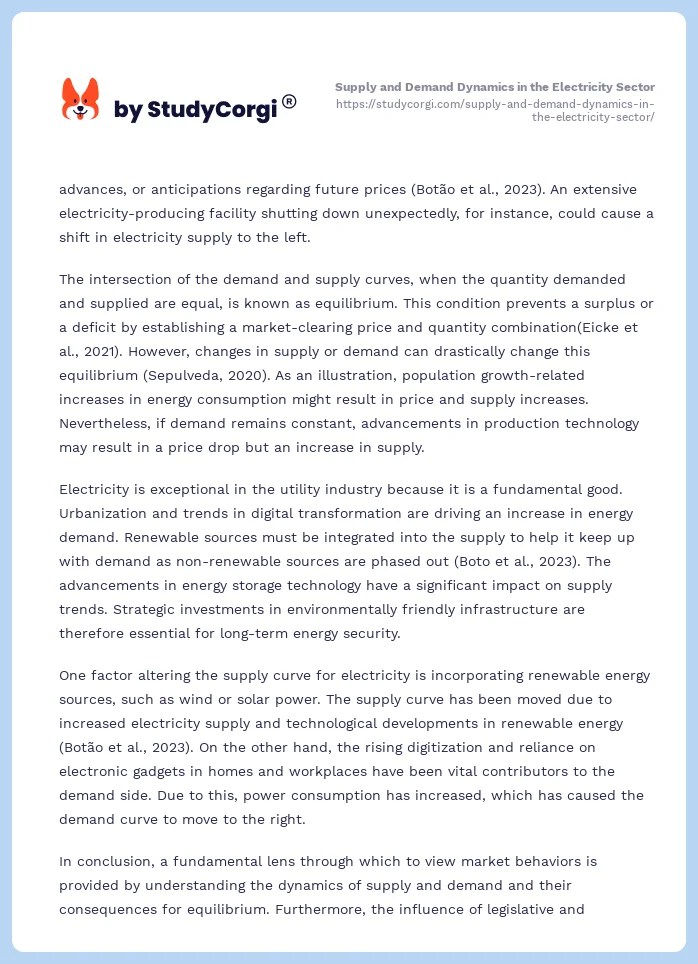 Supply and Demand Dynamics in the Electricity Sector. Page 2