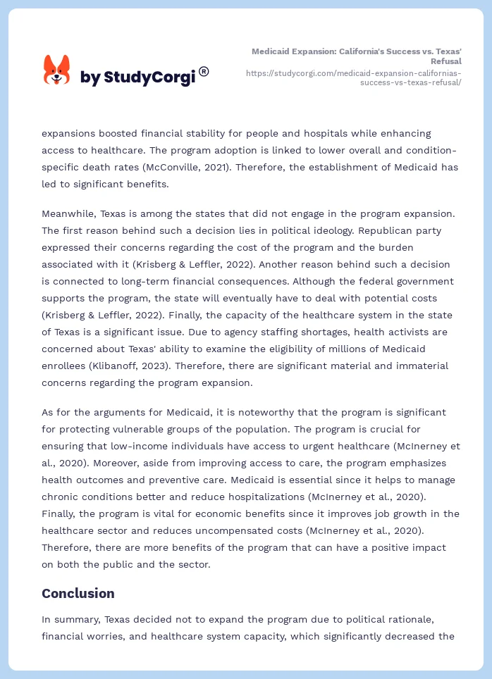 Medicaid Expansion: California's Success vs. Texas' Refusal. Page 2