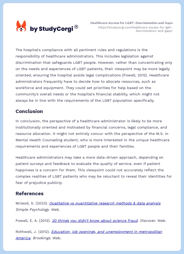 Healthcare Access for LGBT: Discrimination and Gaps. Page 2