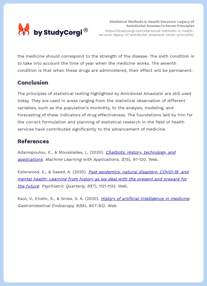 Statistical Methods in Health Services: Legacy of Amirdovlat Amasiaci’s Seven Principles. Page 2