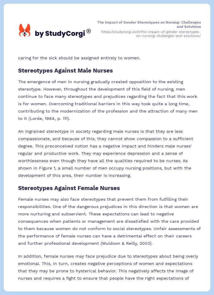 The Impact of Gender Stereotypes on Nursing: Challenges and Solutions. Page 2