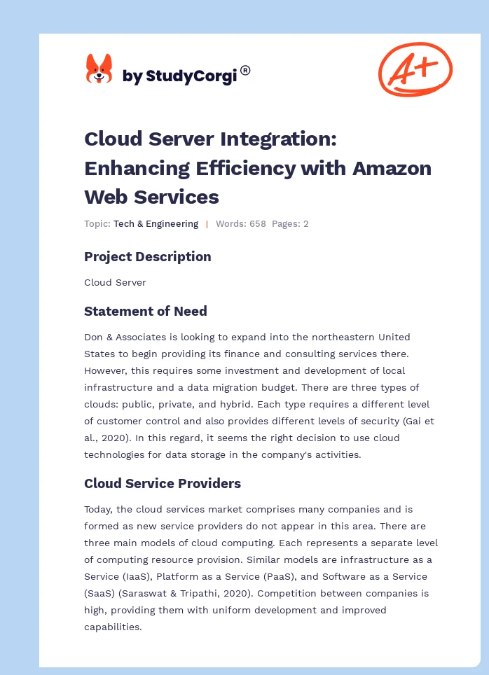 Cloud Server Integration: Enhancing Efficiency with Amazon Web Services. Page 1