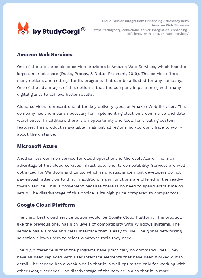 Cloud Server Integration: Enhancing Efficiency with Amazon Web Services. Page 2