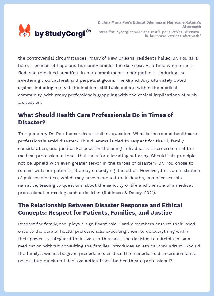 Dr. Ana Maria Pou's Ethical Dilemma in Hurricane Katrina's Aftermath. Page 2