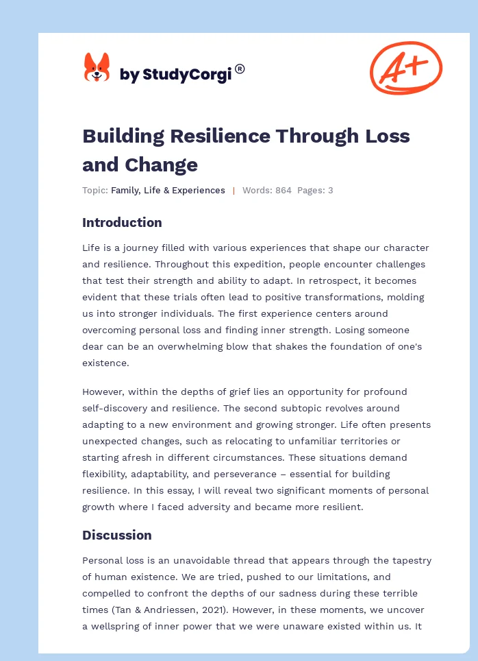 Building Resilience Through Loss and Change. Page 1