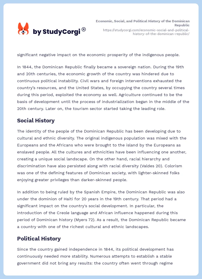 Economic, Social, and Political History of the Dominican Republic. Page 2