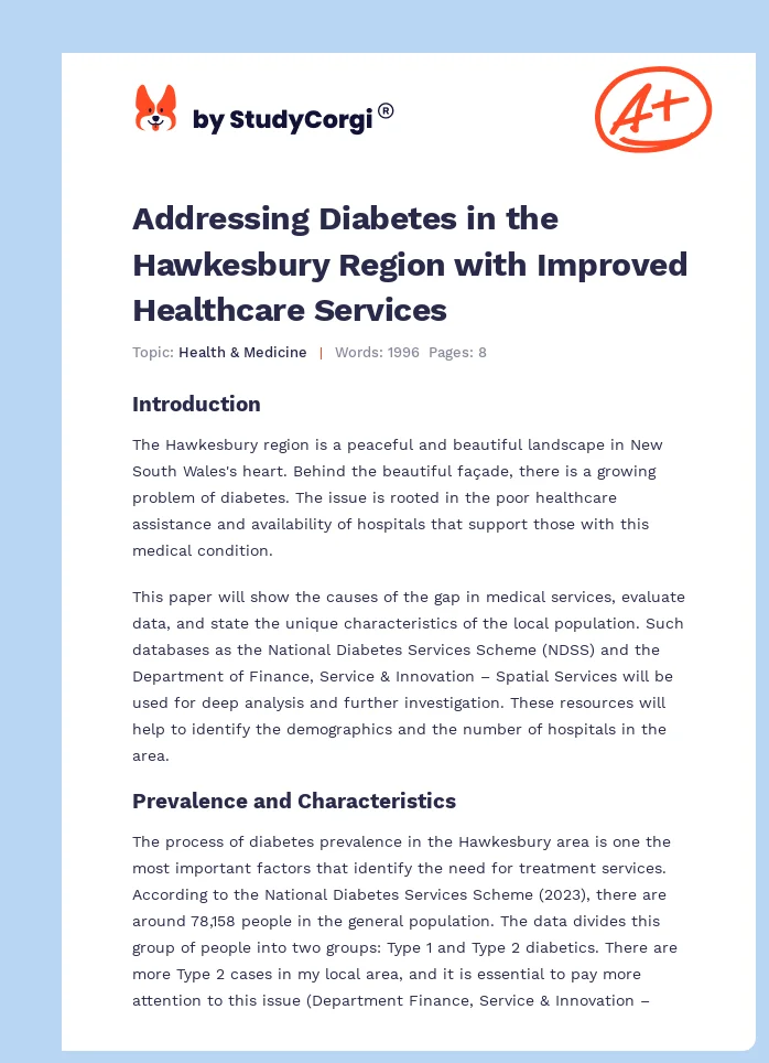 Addressing Diabetes in the Hawkesbury Region with Improved Healthcare Services. Page 1