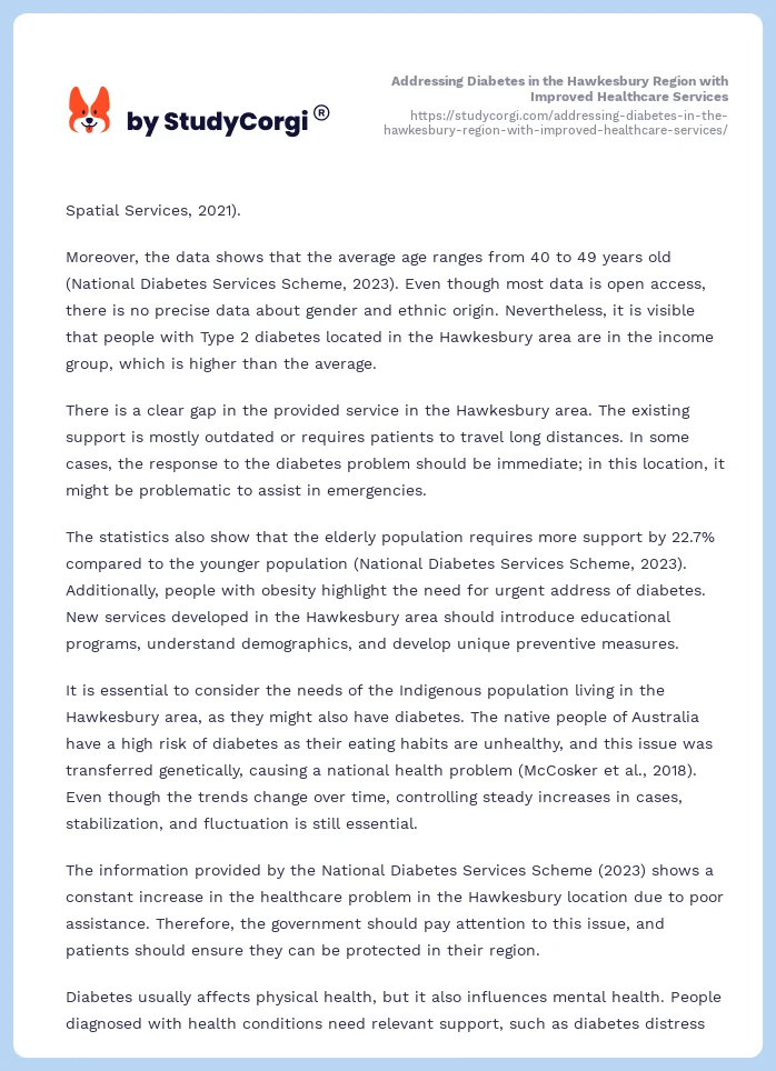 Addressing Diabetes in the Hawkesbury Region with Improved Healthcare Services. Page 2