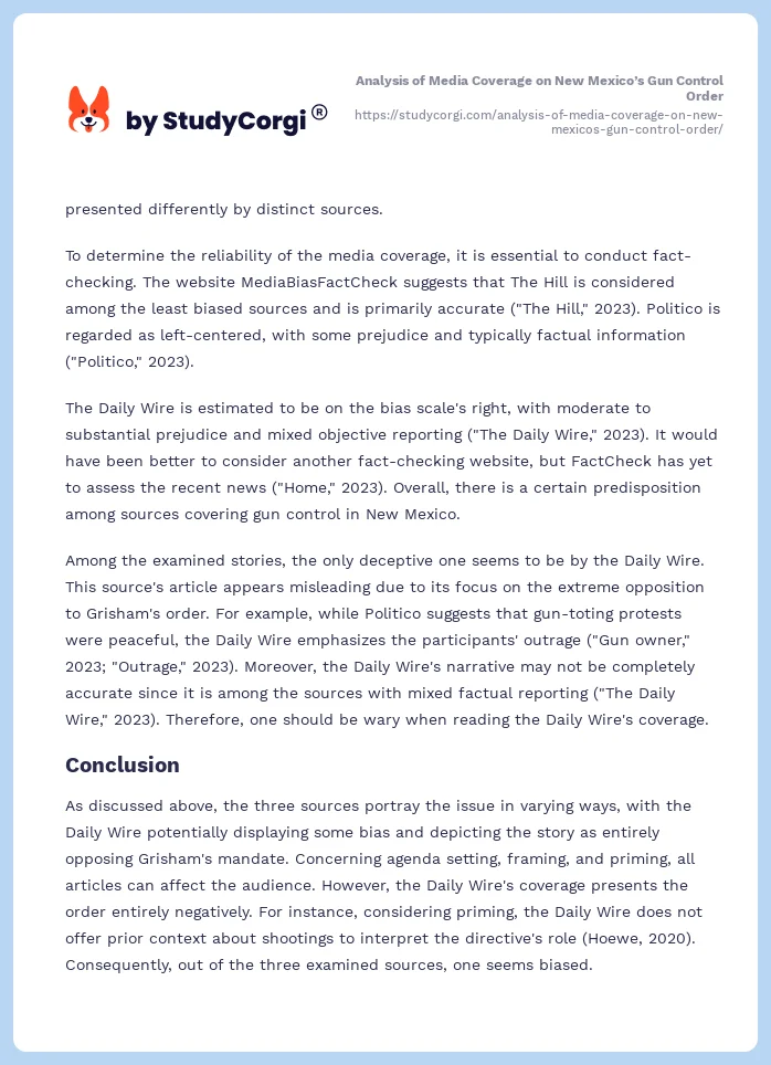 Analysis of Media Coverage on New Mexico’s Gun Control Order. Page 2
