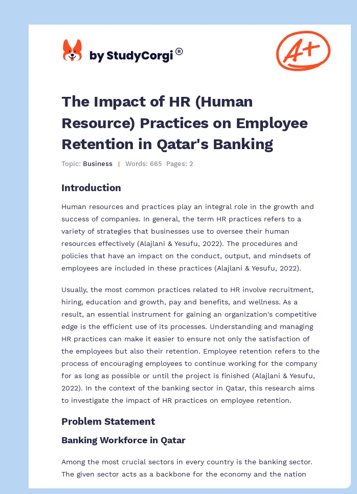 The Impact of HR (Human Resource) Practices on Employee Retention in Qatar's Banking. Page 1