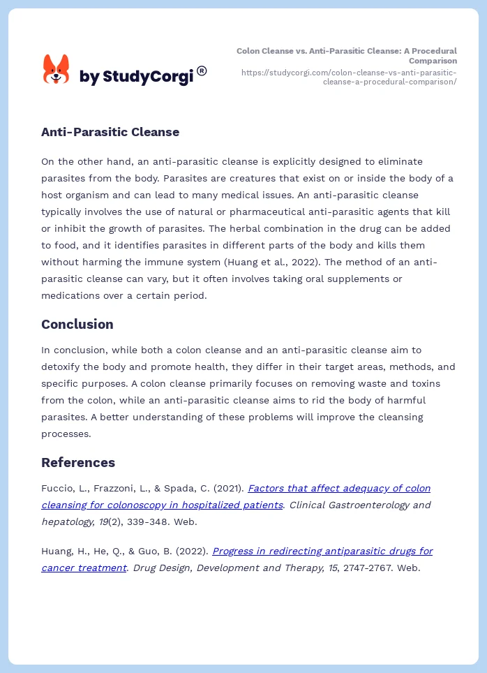 Colon Cleanse vs. Anti-Parasitic Cleanse: A Procedural Comparison. Page 2