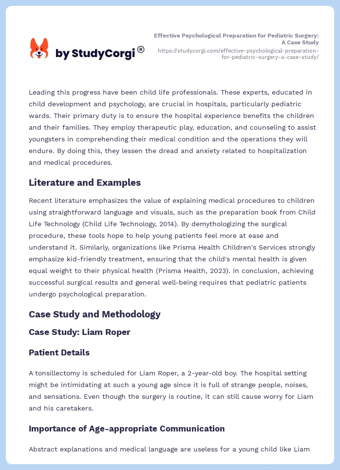 Effective Psychological Preparation for Pediatric Surgery: A Case Study. Page 2