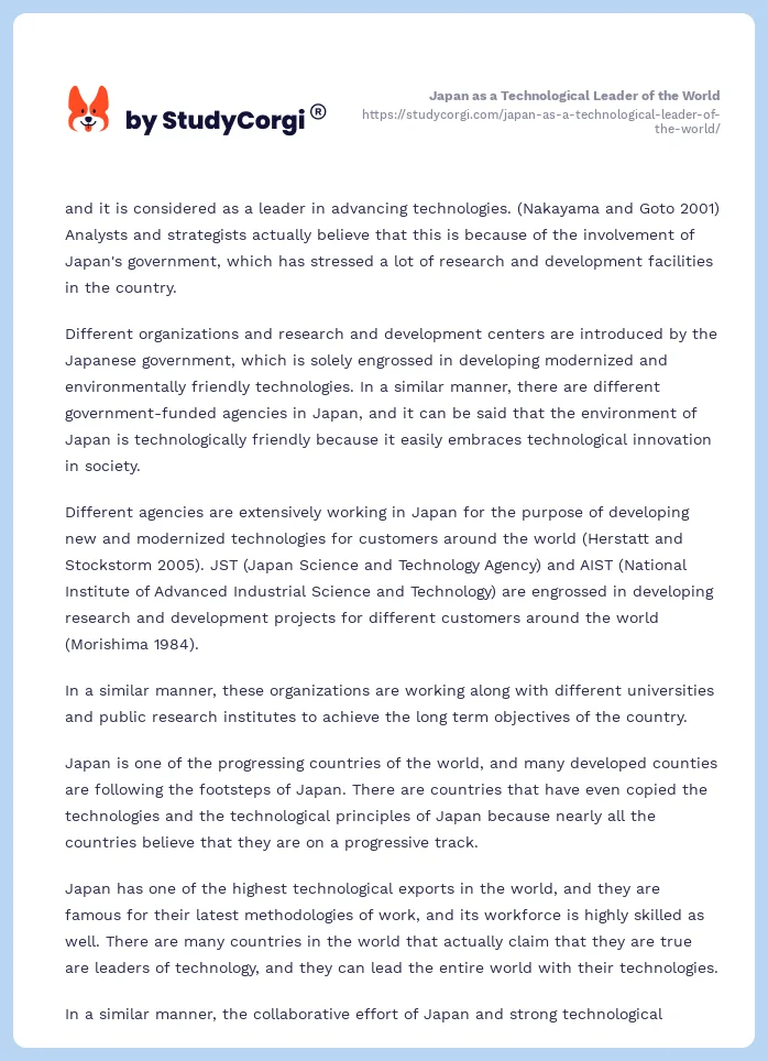 Japan as a Technological Leader of the World. Page 2