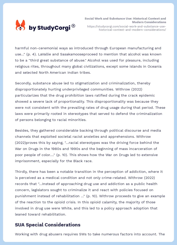 Social Work and Substance Use: Historical Context and Modern Considerations. Page 2