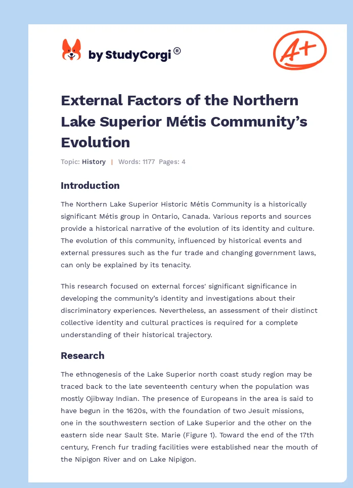 External Factors of the Northern Lake Superior Métis Community’s Evolution. Page 1