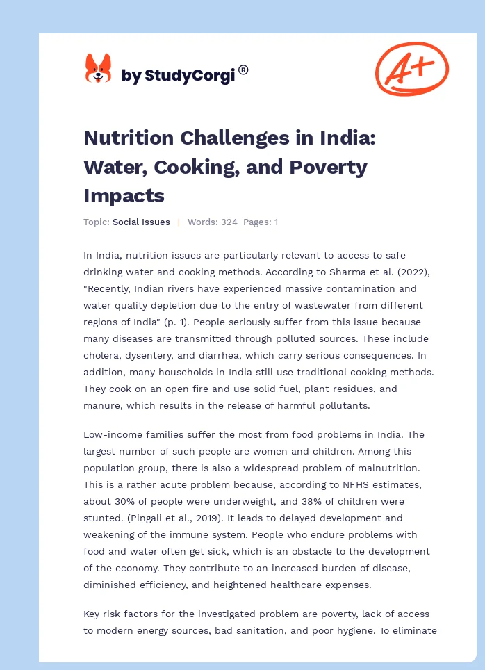 Nutrition Challenges in India: Water, Cooking, and Poverty Impacts. Page 1