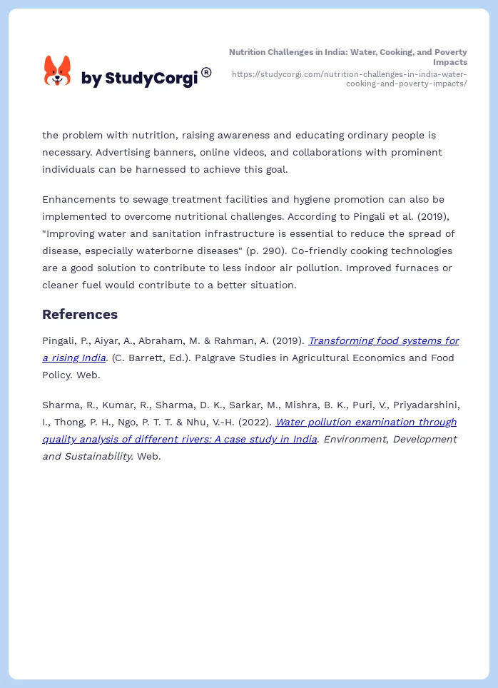 Nutrition Challenges in India: Water, Cooking, and Poverty Impacts. Page 2