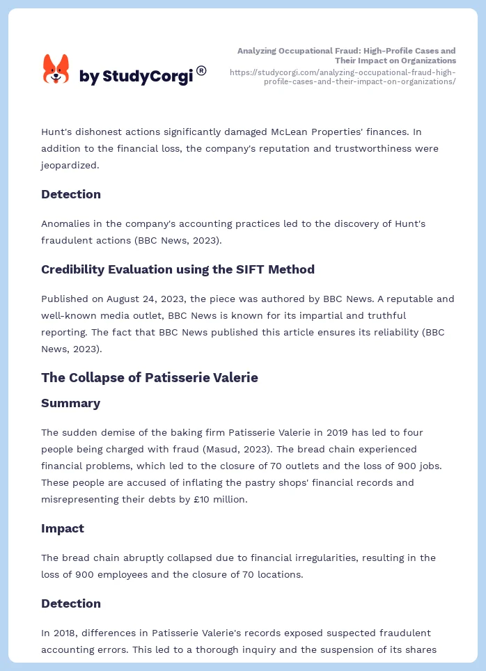 Analyzing Occupational Fraud: High-Profile Cases and Their Impact on Organizations. Page 2