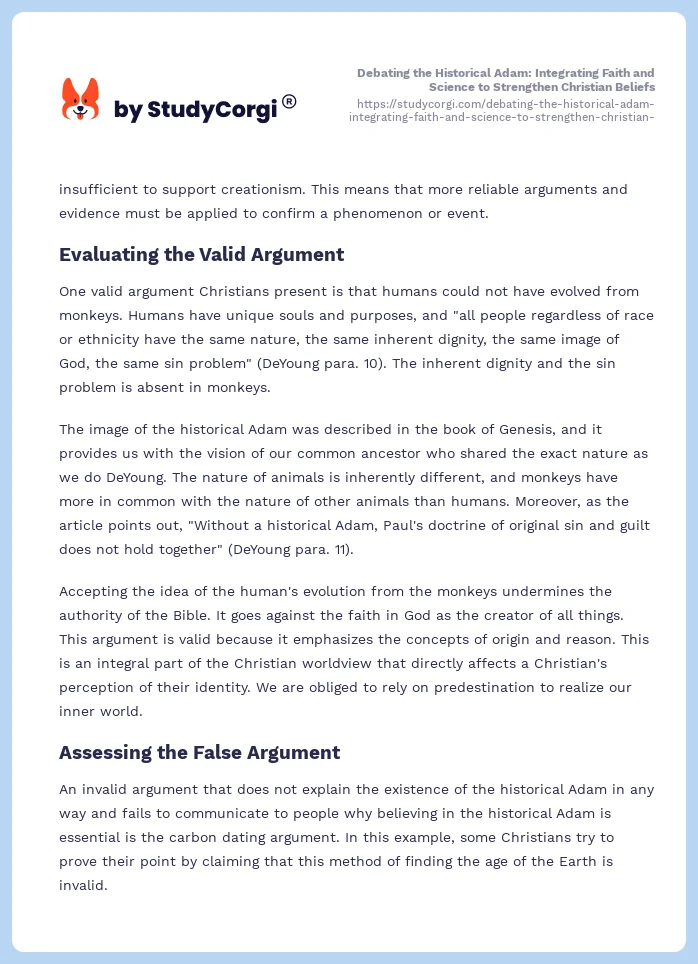 Debating the Historical Adam: Integrating Faith and Science to Strengthen Christian Beliefs. Page 2