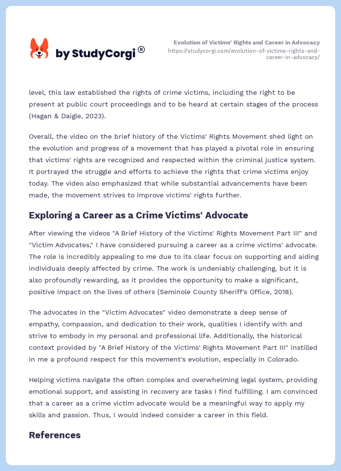 Evolution of Victims’ Rights and Career in Advocacy. Page 2